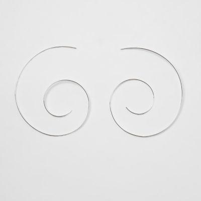 River Island Womens Silver Tone Swirl Hoop Earrings