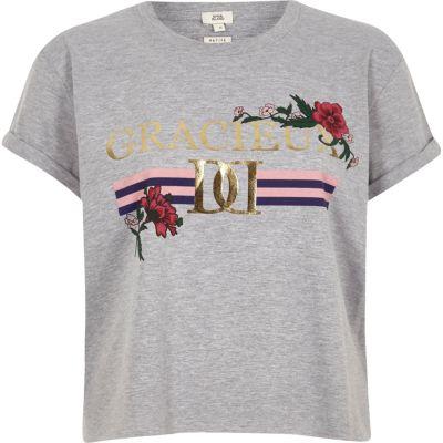 River Island Womens Petite Marl 'gracieux' Cropped T-shirt