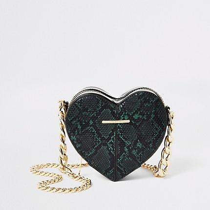 River Island Womens Snake Print Heart Shaped Cross Body Bag