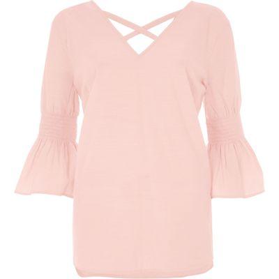 River Island Womens Shirred Bell Sleeve Top