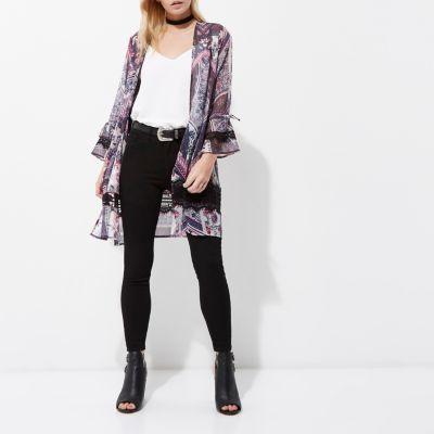 River Island Womens Petite Scarf Print Longline Kimono