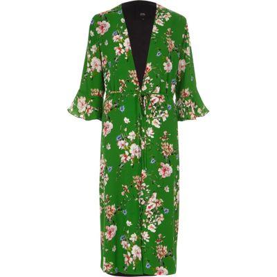 River Island Womens Floral Tie Waist Duster Coat
