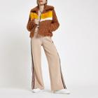 River Island Womens Shearling Fur Colour Block Jacket
