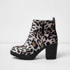 River Island Womens Leopard Print Chunky Boots