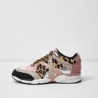 River Island Womens Gold Metallic Leopard Print Runner Sneakers