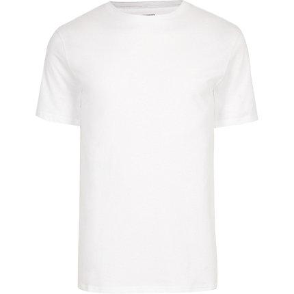 River Island Mens Big And Tall White Slim Fit Crew Neck T-shirt