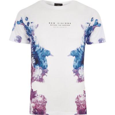 River Island Mens White 'new Visions' Floral Fade Print T-shirt