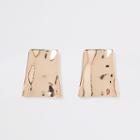 River Island Womens Gold Tone Battered Trapezoid Stud Earrings