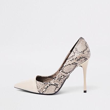 River Island Womens Snake Skin Wrap Around Pumps