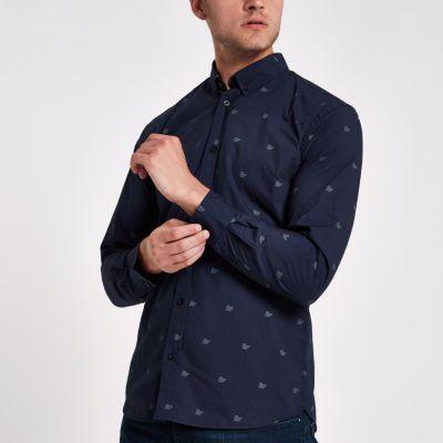 River Island Mens Minimum Print Shirt