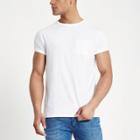 River Island Mens White Crew Neck Chest Pocket T-shirt