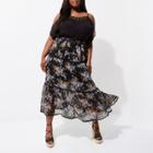 River Island Womens Plus Chiffon Floral Tiered Maxi Skirt