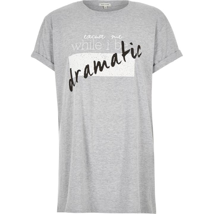 River Island Womens Textured Slogan Print Oversized T-shirt