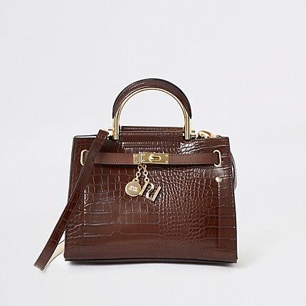 River Island Womens Croc Embossed Strap Tote Bag