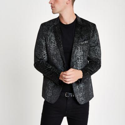 River Island Mens Snakeskin Print Skinny Fit Blazer