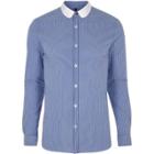 River Island Mens Stripe Contrast Penny Collar Shirt