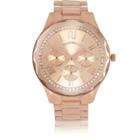 River Island Womens Rose Gold Tone Faceted Diamant Watch