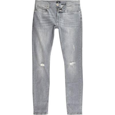 River Island Mens Ripped Ollie Super Skinny Spray On Jeans