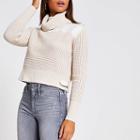 River Island Womens Satin Roll Neck Knitted Cropped Jumper
