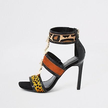 River Island Womens Animal Print Ring Heeled Sandals