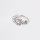 River Island Womens Silver Tone Rhinestone Encrusted Pave Ring