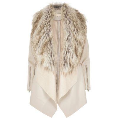 River Island Womens Faux Fur Fallaway Jacket