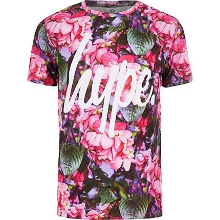 Mens Hype Flower Print Branded T-shirt