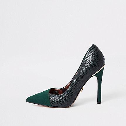 River Island Womens Croc Fold Front Pumps