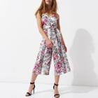 River Island Womens Petite Floral Print Culotte Jumpsuit