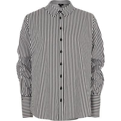 River Island Womens Stripe Ruched Sleeve Shirt