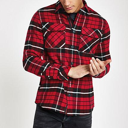 River Island Mens Check Long Sleeve Over Shirt