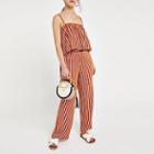 River Island Womens Petite Rust Stripe Crop Top
