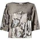 River Island Womens Silver Sequin Top