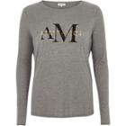 River Island Womens 'aime Moi' Print Long Sleeve T-shir