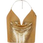 River Island Womens Gold Tone Chainmail Halter Neck Top