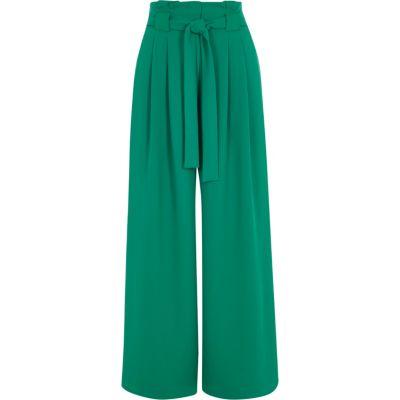 River Island Womens Petite Paperbag Waist Wide Leg Pants