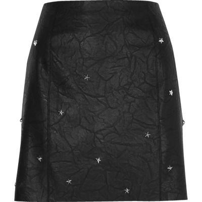 River Island Womens Faux Leather Studded Mini Skirt
