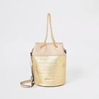 River Island Womens Gold Woven Bucket Bag