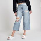 River Island Womens Alexa Cropped Wide Leg Ripped Jeans