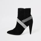 River Island Womens Suede Diamante Embellished Boots