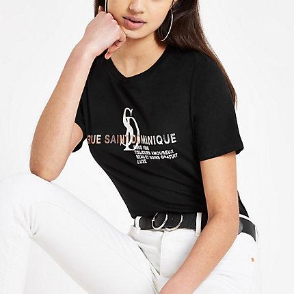 River Island Womens Foil Print T-shirt