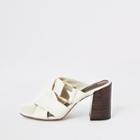 River Island Womens White Leather Wide Fit Sandals