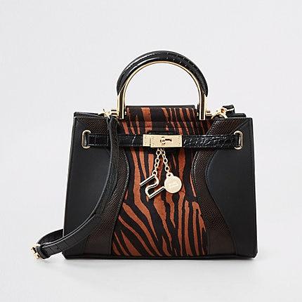 River Island Womens Tiger Print Cross Body Tote Bag