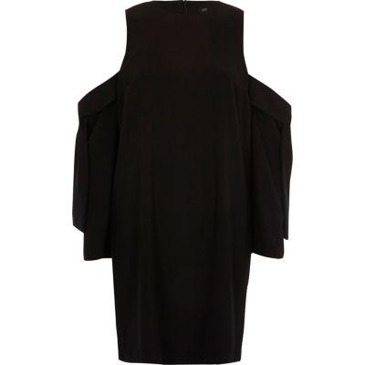 River Island Womens Cold Shoulder Tie Sleeve Swing Dress