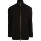 River Island Mens Rib Knit Funnel Neck Zip Front Cardigan