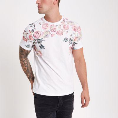 River Island Mens Mesh Stripe Slim Fit T-shirt