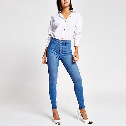 River Island Womens Bright Kaia High Rise Disco Jeans