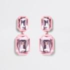 River Island Womens Coated Rectangle Crystal Drop Earrings