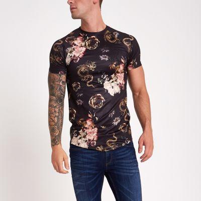 River Island Mens Dragon Print Muscle Fit T-shirt