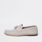 River Island Mens Ice Suede Woven Tassel Loafers